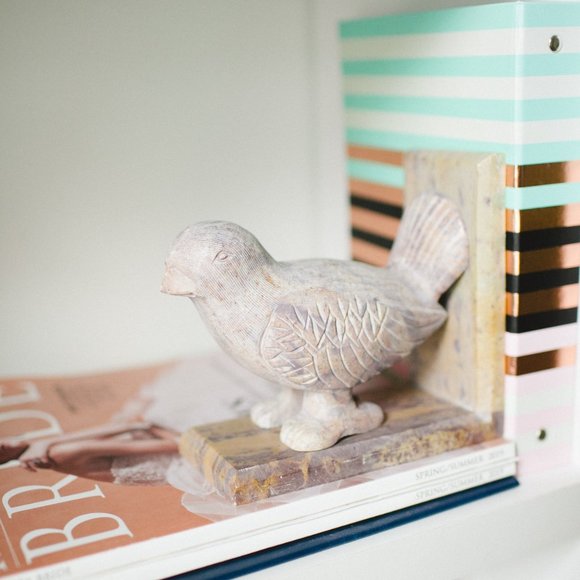 Matching Soapstone Bird Bookend Hand Carved Warm Purple - Picture 3 of 7